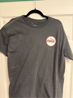 Coca Cola Charcoal Gray Short Sleeve Tee with Red Chest Logo